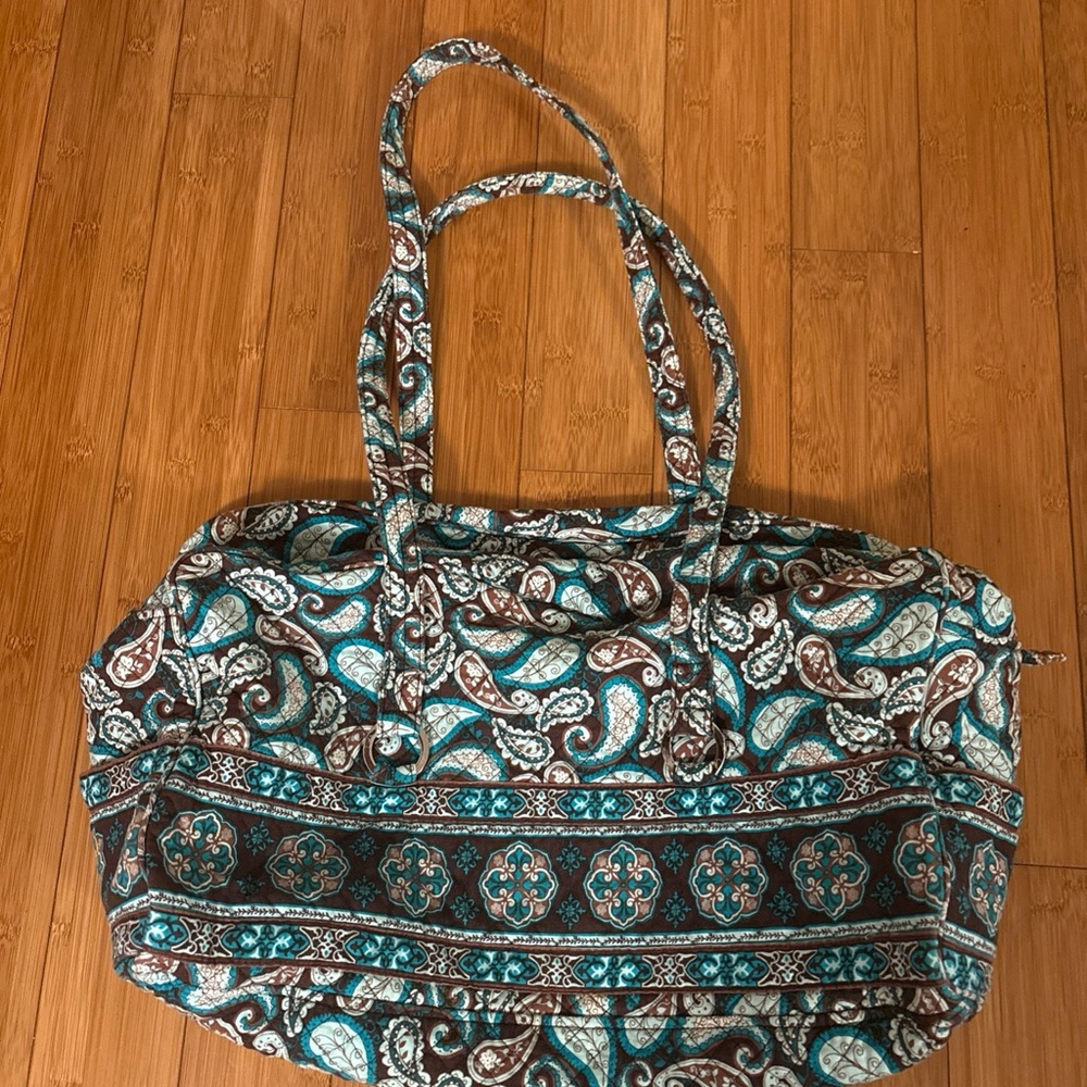 Vera Bradley Brown and Green Quilted Tote Bag